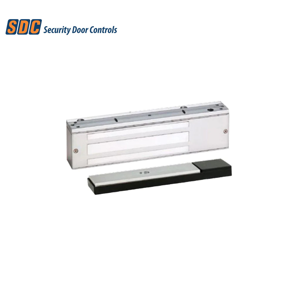 SDC - 1571VD - Single EMLock Magnetic Locks, Automatic Voltage Sensing Input with Door Position Switch and 1,200 Lbs Holding Force - Satin Aluminum Clear Anodized