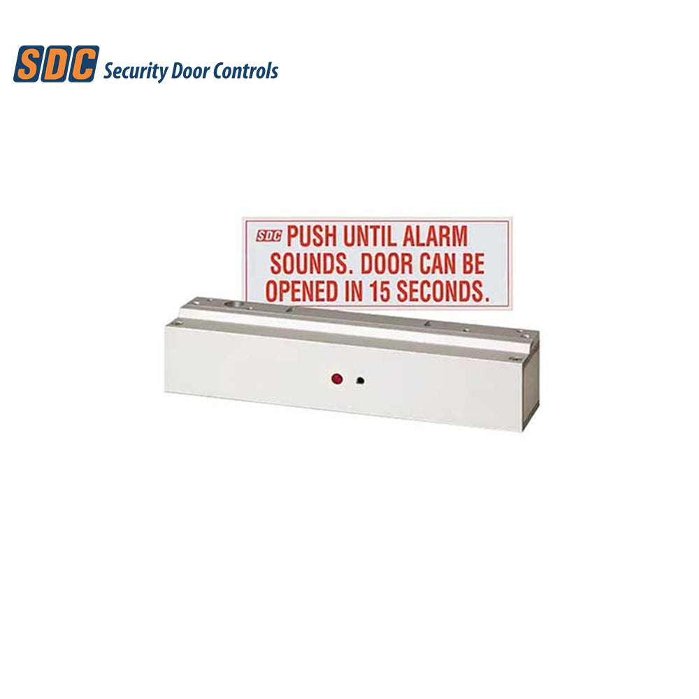 SDC - 1581SNDV - Exit Check Mini Delayed Egress EMLock - 650 Lbs Holding Force - 12/24 VDC - Satin Aluminum Clear Anodized