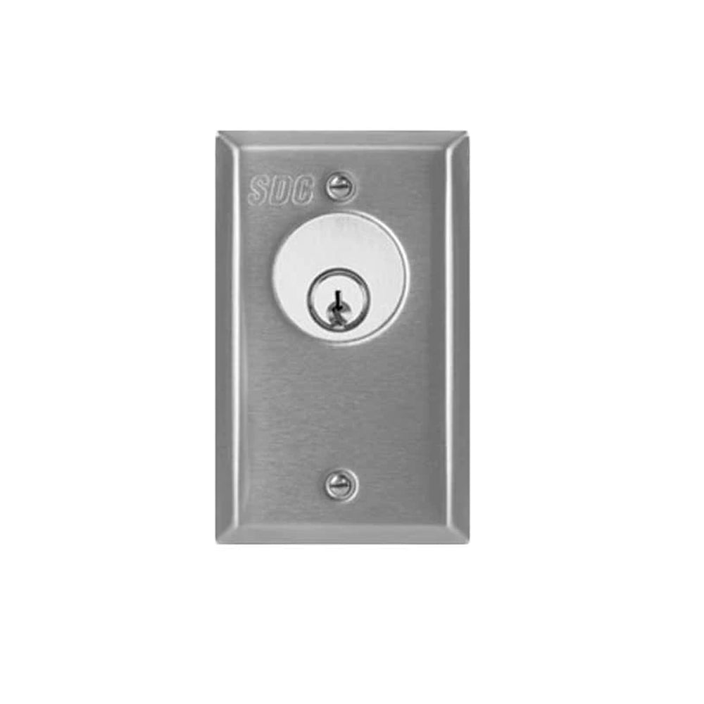 SDC - 701U - Single Gang Key Switch Assembly Single Gang with 20 Gauge Stainless Steel Faceplate - Satin Stainless Steel