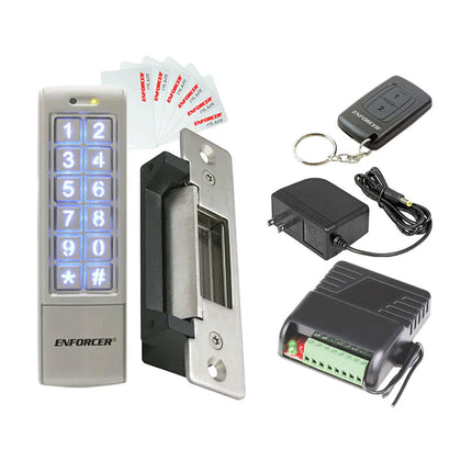 SECO-LARM - Electric Door Strike with Digital Access Keypads, Proximity Cards, 2-Channel RF Receiver, 3-Channel RF Transmitter and 12VDC Plug-in Transformer
