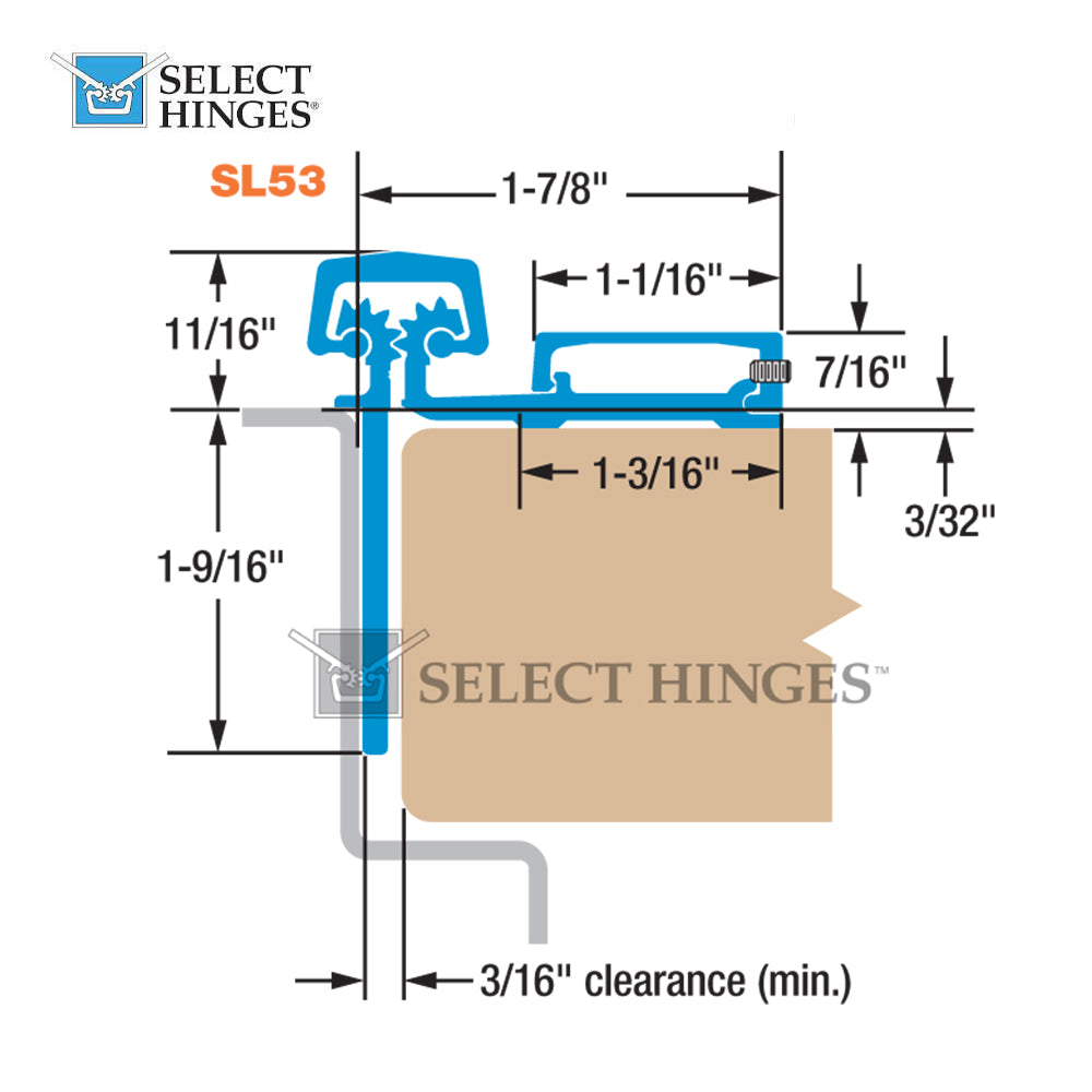 Sl53 Hinge Select Hinges SL53 HD Continuous Hinge Swing Clear Geared Heavy Duty