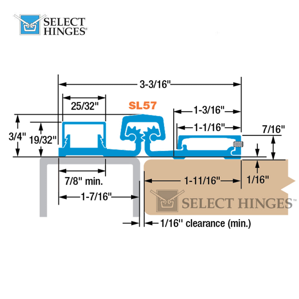 Select Hinges SL57 SD Full Surface Geared Continuous Hinge Standard Du