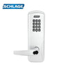 Schlage - CO-100 - Standalone Electronic Mortise Lock Classroom Function with 1-1/4" Square Corner and 1-3/16" ANSI Strike - Keypad Reader - Athens Lever - SFIC - 625 (Bright Chrome Finish)