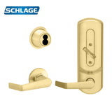 Schlage - CS210-B500JD - Entrance Single Locking Interconnected Lock Schlage FSIC Less Core with 1 3/4" Door Thickness - Left Handed - Grade 2 - US3 - Bright Polished Brass (605)