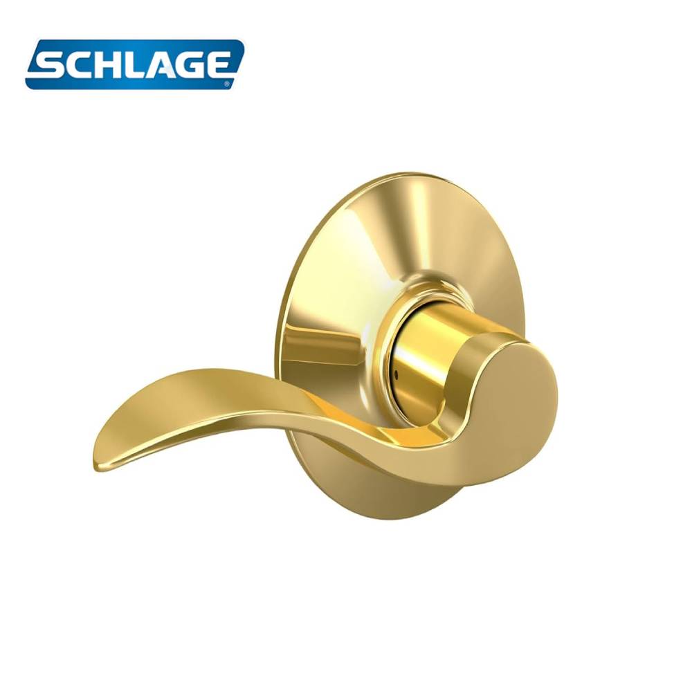 Schlage - F10 - Passage Latch - Accent Lever - Grade 2 - 605 (Bright Brass Finish)