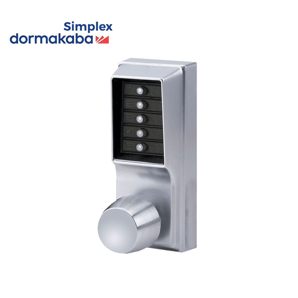 Simplex - 1012 - Mechanical Pushbutton Cylindrical Knob Lock with Combination Entry Function - 2-3/8" Backset