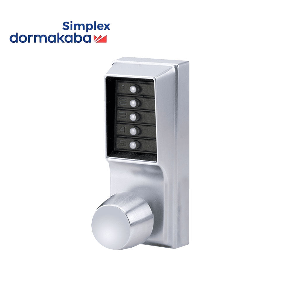 Simplex - 1031 - Mechanical Pushbutton Cylindrical Knob Lock with Combination Passage Function - Floating Faceplate - 2-3/4" Backset