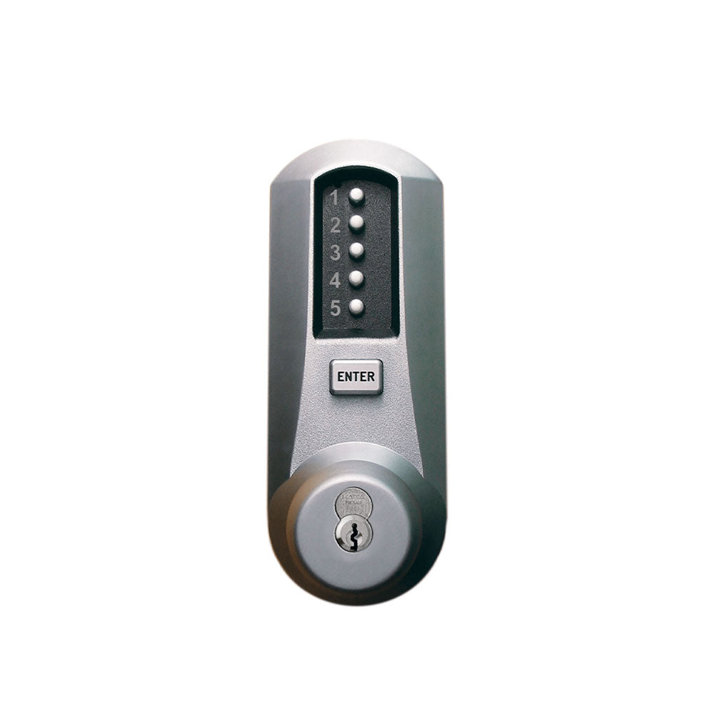 Simplex - 5022 - Mechanical Pushbutton Cylindrical Lever Lock with Combination Entry Function and Key Override - Floating Faceplate - Winston Lever - 2-3/8" Backset