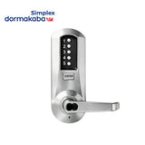 Simplex - 5025 - Mechanical Pushbutton Cylindrical Lever Lock with Combination Entry Function and Key Override - Beveled Faceplate - Winston Lever - 2-3/4" Backset