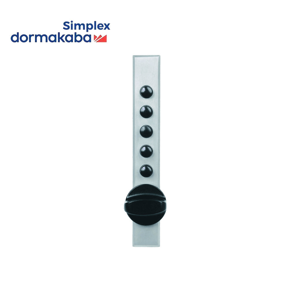 Simplex - 9661C10 - Mechanical Pushbutton Standard Deadbolt Cabinet Auxiliary Lock, Sheet Metal Door, Cross Throw Bolt, Clutch Ball Bearing Knob Without Trim Plate