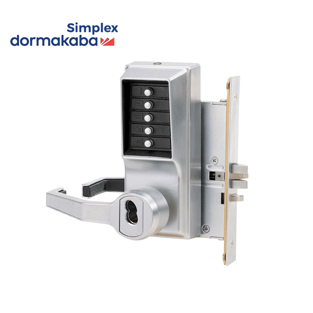 Simplex - 8146 - Mortise Combination Lever Lock with Key Override - Passage Lockout