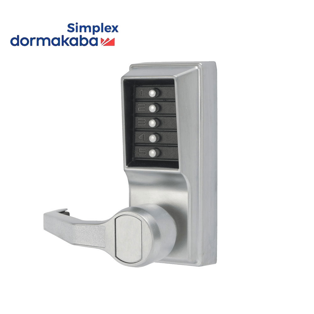 Simplex - L1032 - Mechanical Pushbutton Cylindrical Lever Lock with Combination Entry and Passage Function - Floating Faceplate - 2-3/8" Backset
