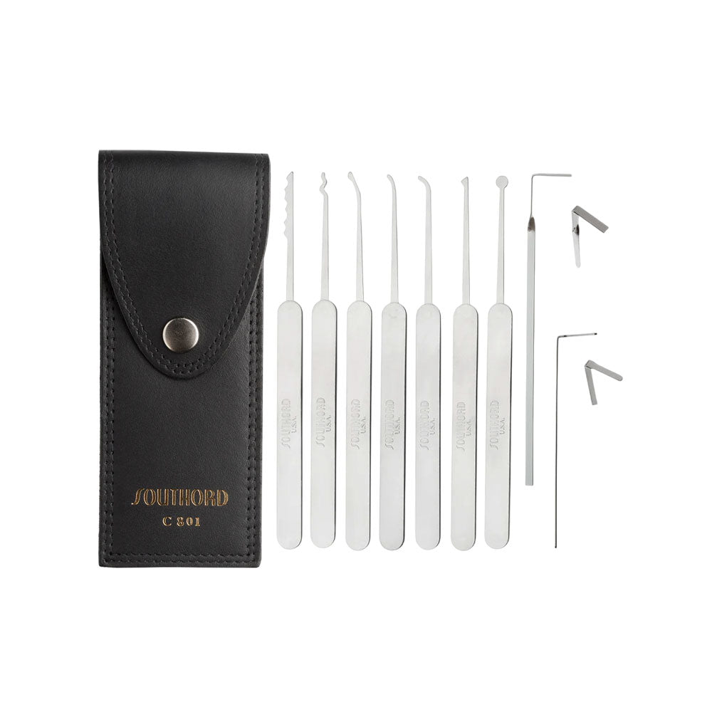 SouthOrd - C801 - Slim Line Lock Pick Set with Metal Handles - 9 Pieces