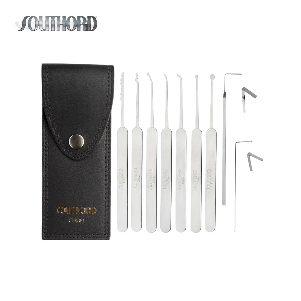 SouthOrd - C801 - Slim Line Lock Pick Set with Metal Handles - 9 Pieces