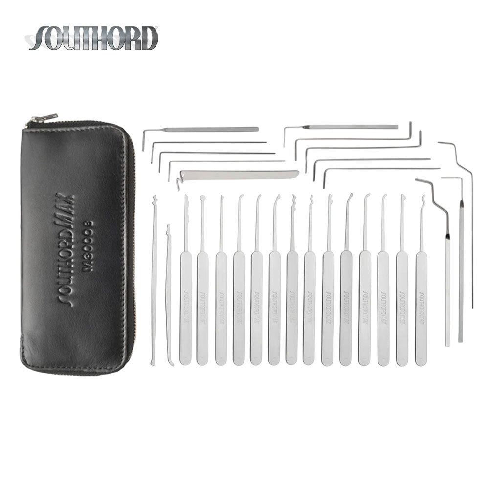 SouthOrd - M3000B - MAX High Yield Lock Pick Set with Rivetless Stainless Handles - .020 Inch - 29 Pieces