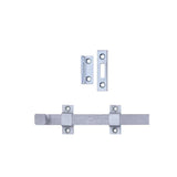 TELL DT100017 Door Surface Bolt - Solid Brass Material - 8" - Satin Chrome (US26D)