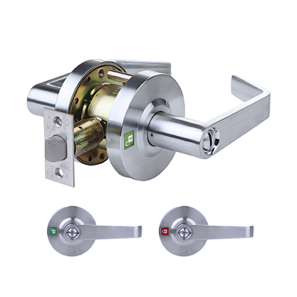 TELL LC2670 Heavy Duty Cylindrical Indicator Lever - Cortland Trim - 2-3/4" Backset - Grade 2 - Satin Chrome (US26D)