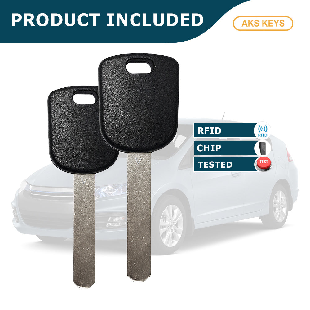 2003 - 2016 Honda Acura Transponder Key -  ID46 Chip "V" - HO03-PT (2 Pack)