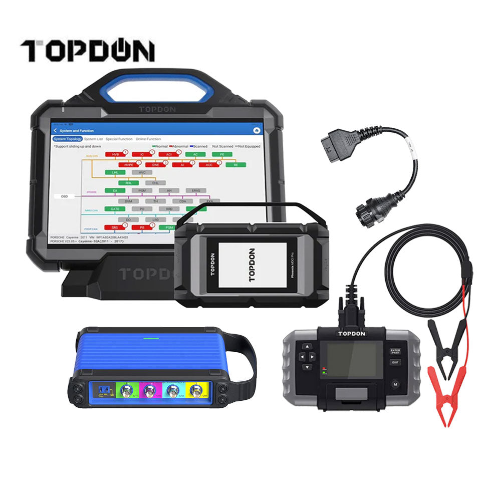 TOPDON Phoenix Max Automotive Diagnostic Scanner with Phoenix Scope, HDCKIT and Free BT600 Battery Tester
