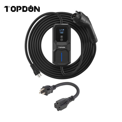 TOPDON PulseQ - AC Portable 16A - NEMA 6-20 Plug with 5-15 Adapter for Electric Vehicles