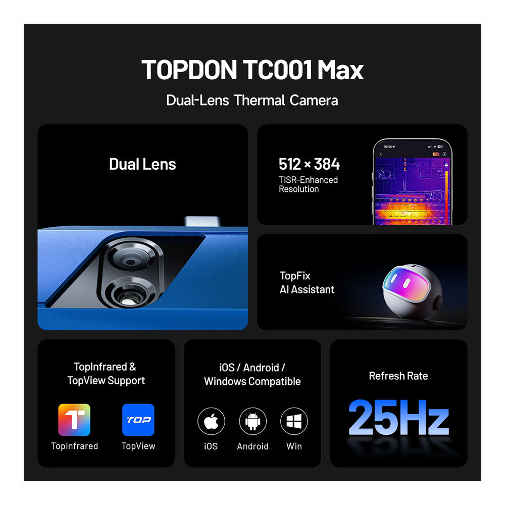 TOPDON TC001 Max Dual-Lens Thermal Imaging Camera for iOS, Android, and Windows with USB-C Port