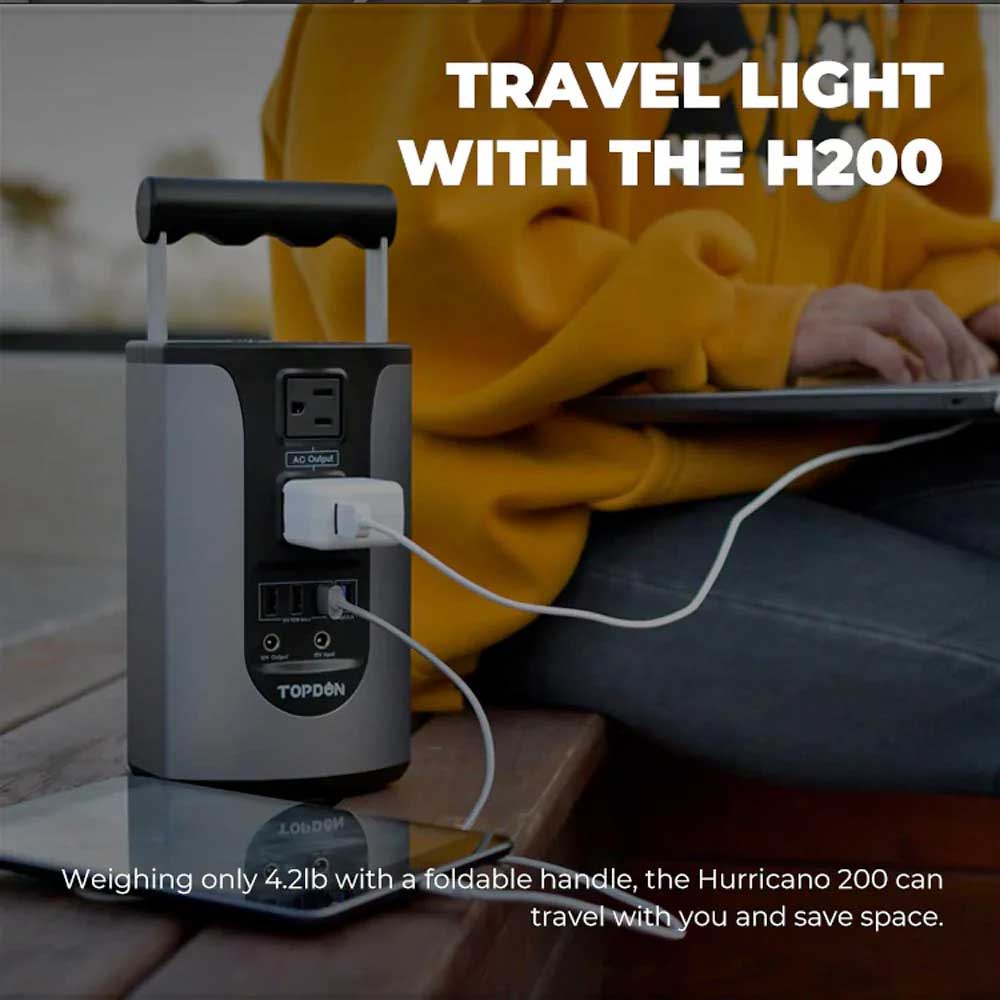 TOPDON Tornado 120000 Power Supply and 12V Battery Charger with Hurricano 200 Portable Lithium Power Station