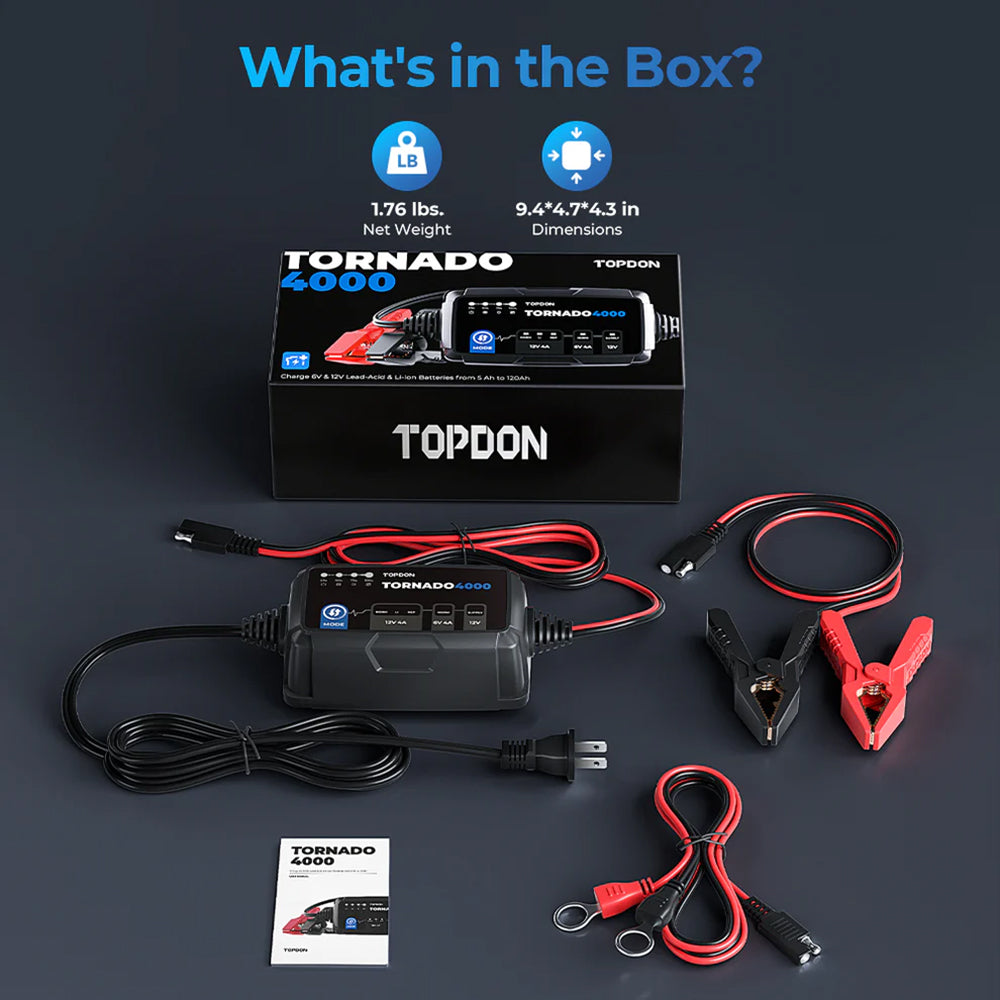 TOPDON TORNADO 4000C - 4A Smart Battery Charger