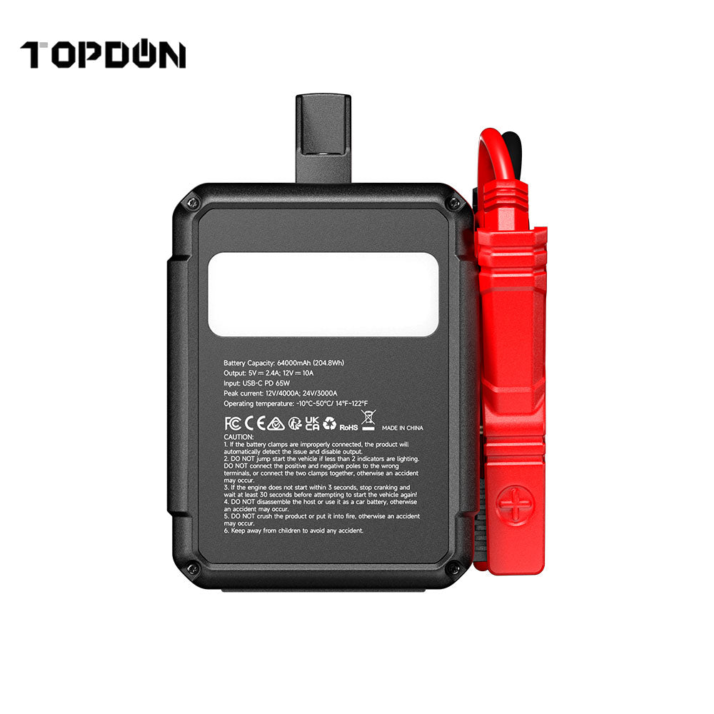 TOPDON V4000 HD 4000 Peak Amp Heavy Duty Jump Starter - 12V/24V