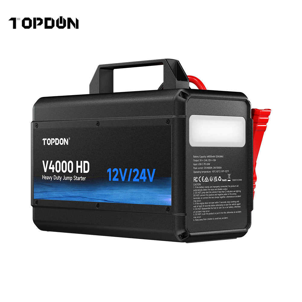 TOPDON V4000 HD 4000 Peak Amp Heavy Duty Jump Starter - 12V/24V