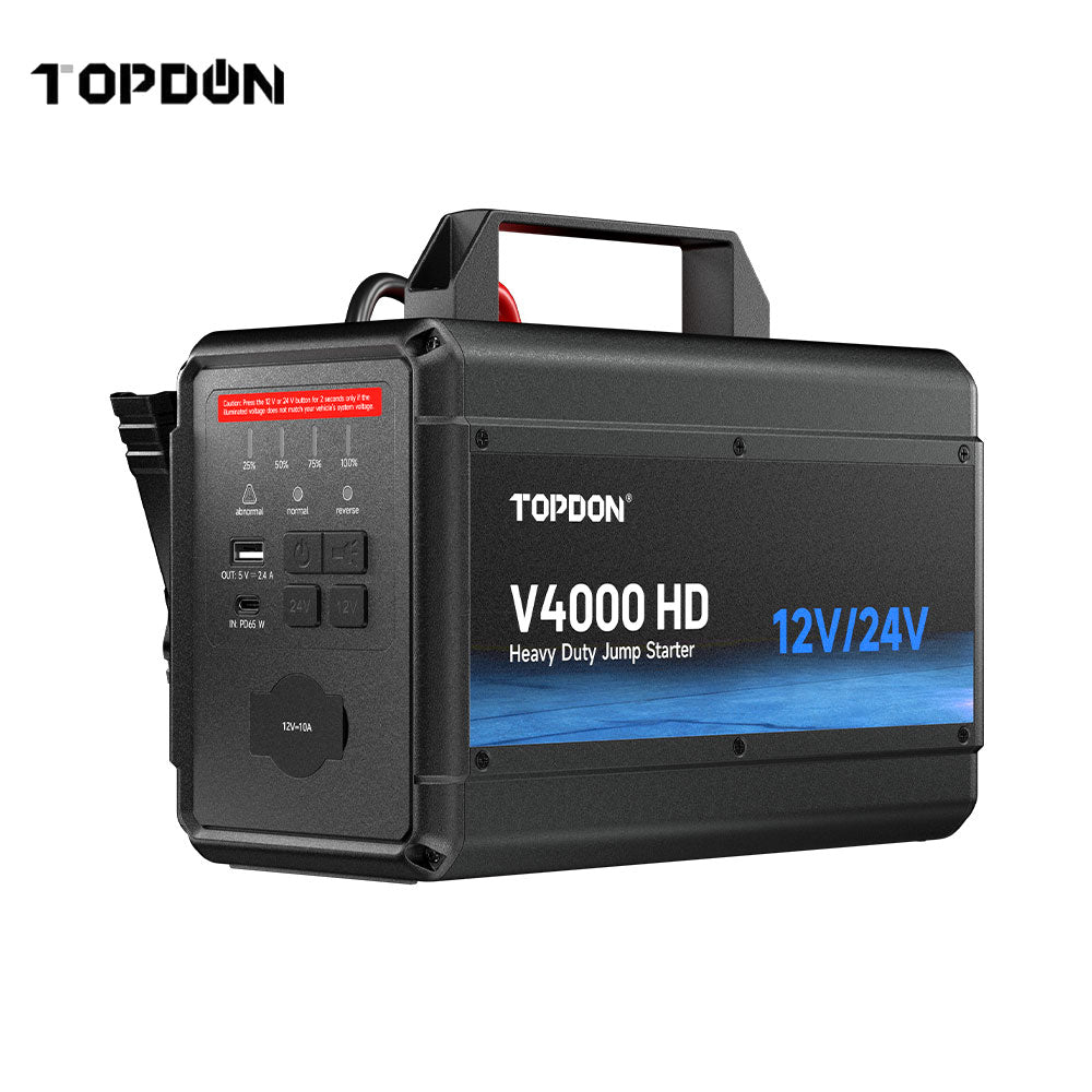 TOPDON V4000 HD 4000 Peak Amp Heavy Duty Jump Starter - 12V/24V