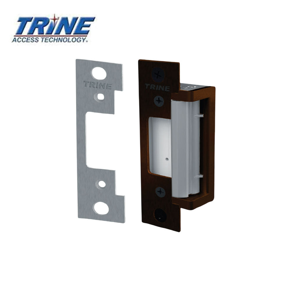 Trine - 4300CC - Electric Strike Kit with 2 Faceplates - Trim Skirts - 12/24V AC/DC - Grade 1 - Dark Bronze & Satin Stainless Steel