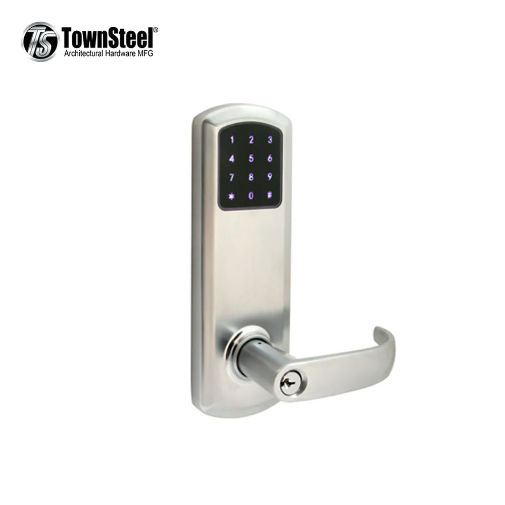 TownSteel - e-Genius - 5000 Series Electronic Interconnect Touch Keypad Lock - Bluetooth - 2-3/4 Inch Backset - 5-1/2" Lockbody with Wide Faceplate - Schlage C Keyway - Entry Function