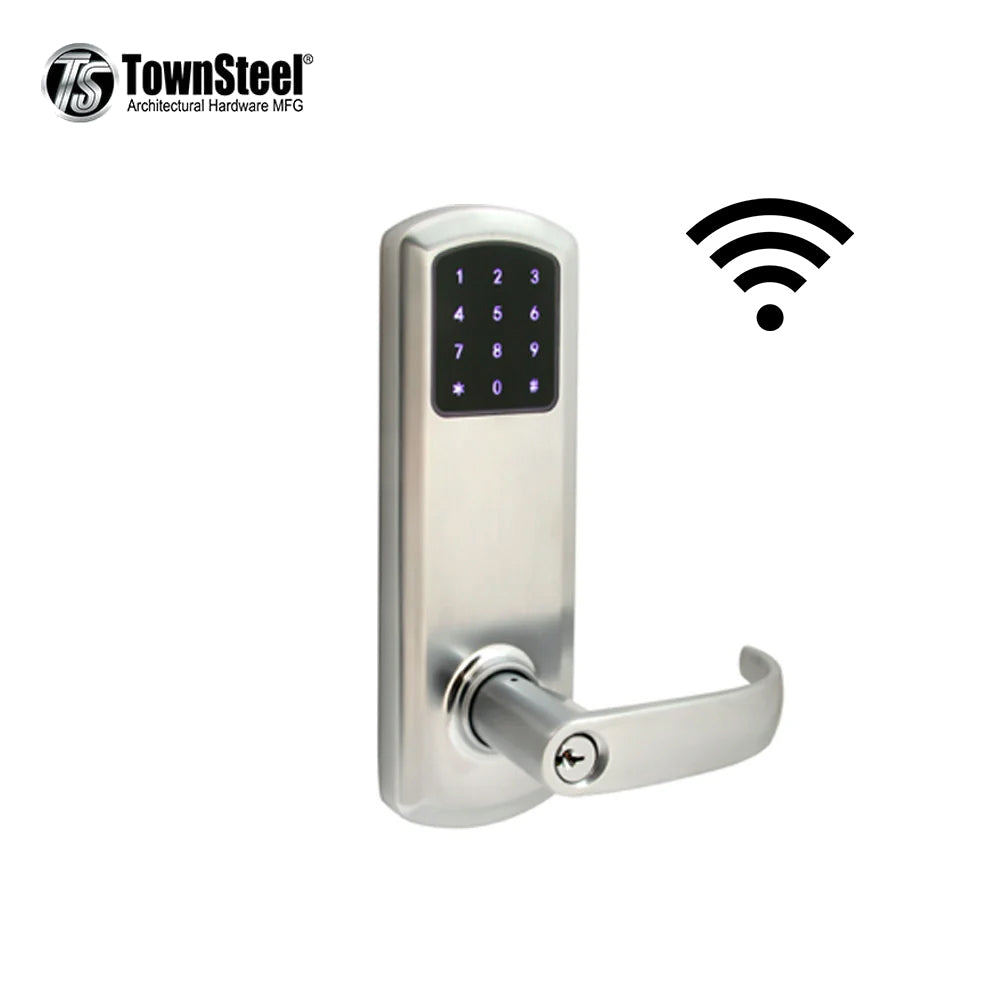 TownSteel - e-Genius - 5000 Series Electronic Interconnect Touch Keypad Lock - RF (Wi-Fi) - 5-1/2" Lockbody with Narrow Faceplate - Schlage C Keyway - Entry Function