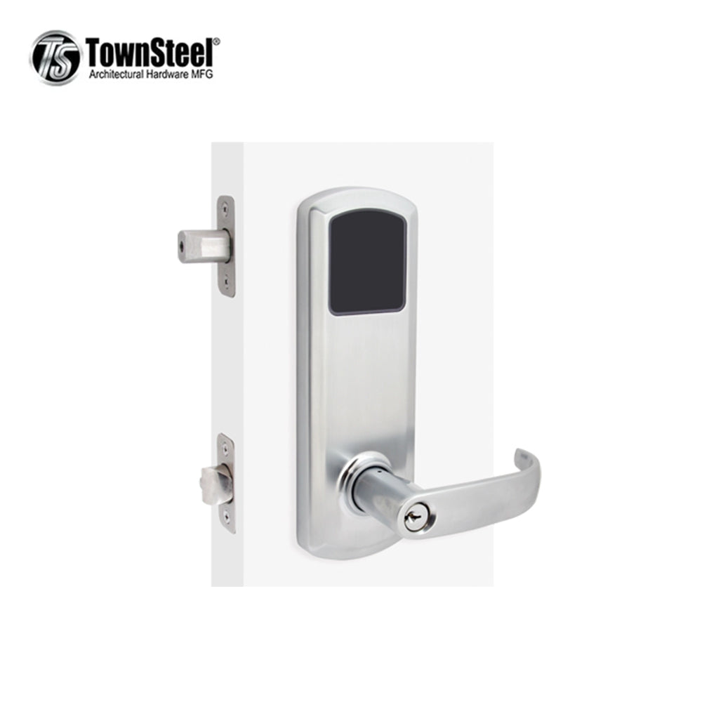 TownSteel e-Genius 7000 Series Electronic Interconnected Lock with Storeroom Function, 2-3/4" Backset and 1" x 2-1/4" Faceplate, 5-1/2" CTC, 6-pin Schlage C Keyway