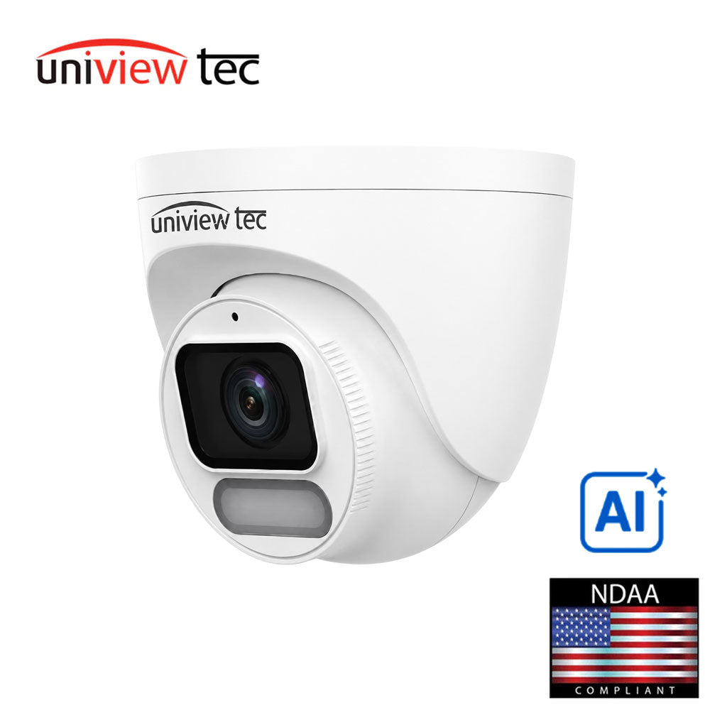 Uniview Tec IPT4KWI28X 8MP 4K ColorHunter AI Turret Camera with Wise-ISP Night Vision and Smart Intrusion Protection