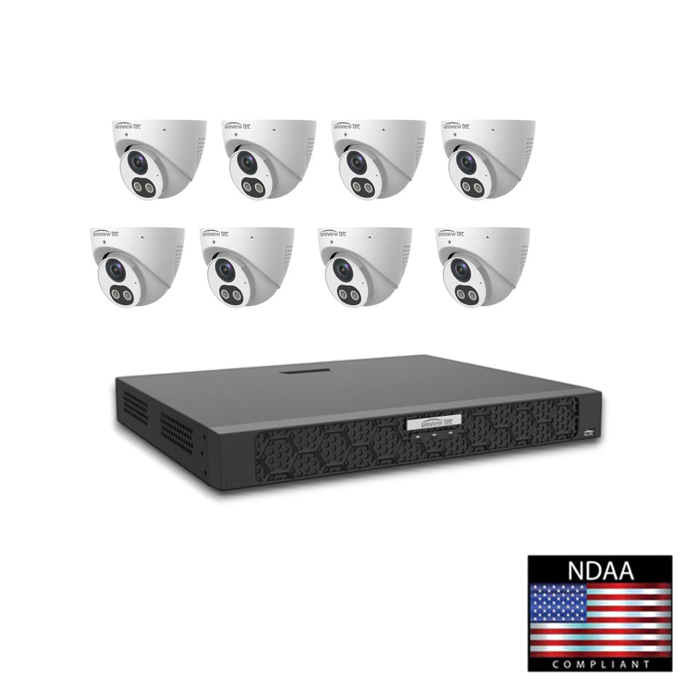 Uniview Technology KNR164T8TX 5MP DWDR IR Turret Dome IP Camera Kit with 16-Channel 4K H.265 NVR, 16 PoE Ports and 4TB HDD