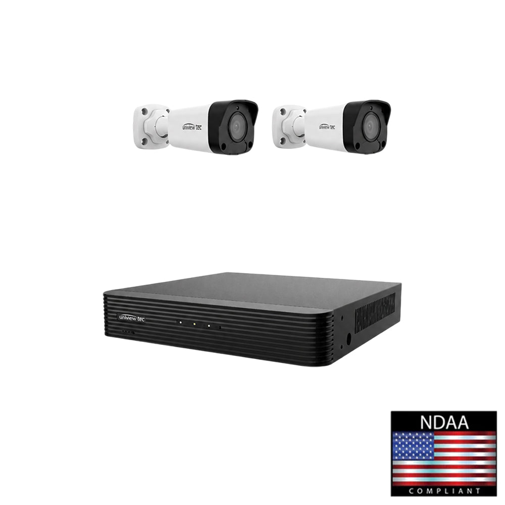 Uniview Tec KNR4UB2 5MP DWDR IR Bullet IP Camera Kit with 4 Channel 4K H.265 NVR, 4 PoE Ports and 1TB HDD