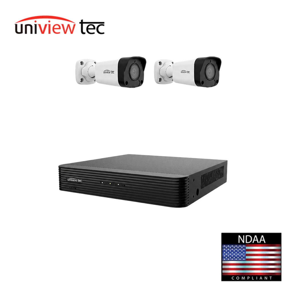 Uniview Tec KNR4UB2 5MP DWDR IR Bullet IP Camera Kit with 4 Channel 4K H.265 NVR, 4 PoE Ports and 1TB HDD