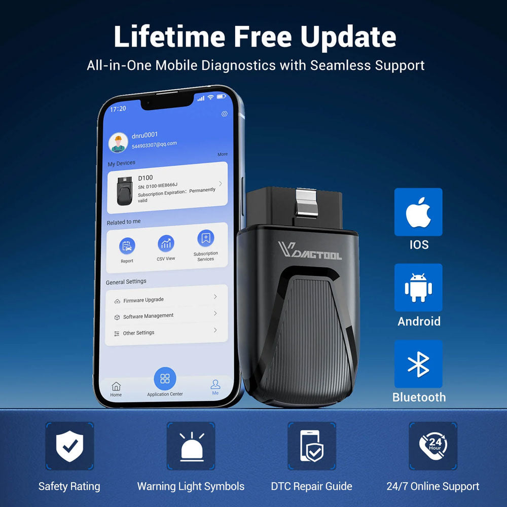 VDIAGTOOL D100 Full System Diagonstic Bluetooth Scanner Tool