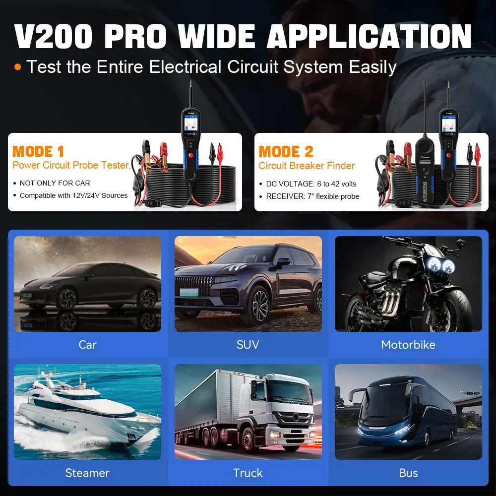 VDIAGTOOL V200 Pro Automotive Power Circuit Probe Tester and Breaker Finder Tool