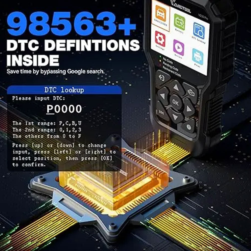 VDIAGTOOL VD30 Pro OBD2 Diagnostic Scanner for Cars and Trucks - Check Engine Code Reader with Live Data, Reset & I/M Readiness