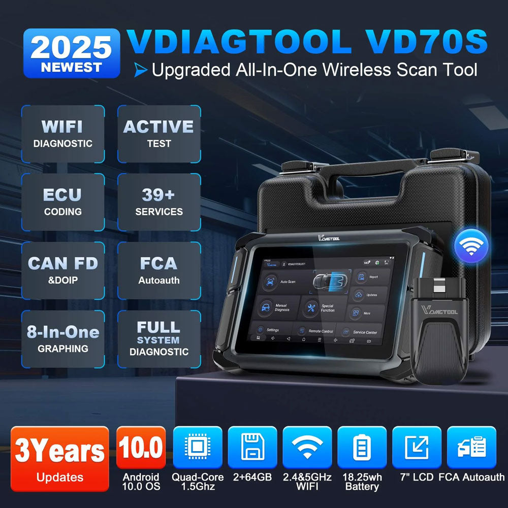 VDIAGTOOL VD70S Bidirectional Scan Tool - All system Diagnostics, 39+ Advanced Maintenance Functions