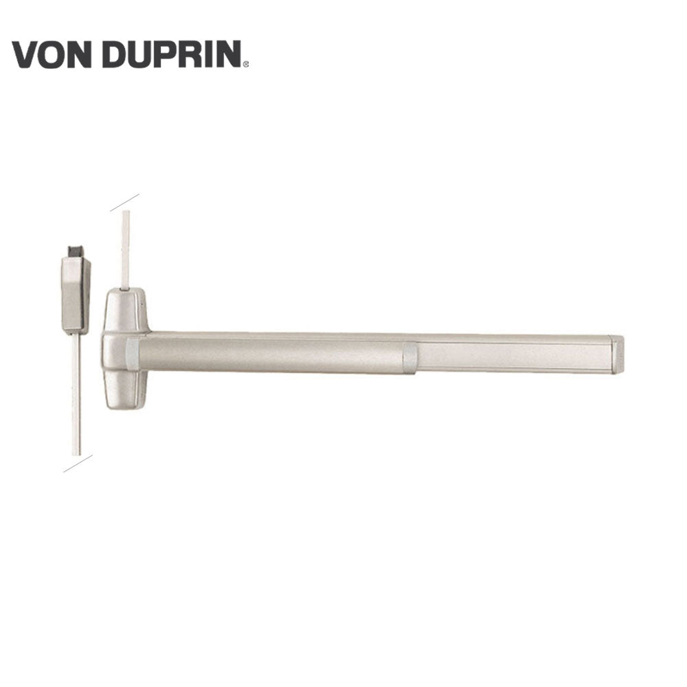 Von Duprin - QEL9827 - Smooth Surface Vertical Rod Exit Bar with Wide Stile Pushpad - Exit Only - Less Bottom Rod - Motorized Latch Retraction - Less Dogging - Grade 1