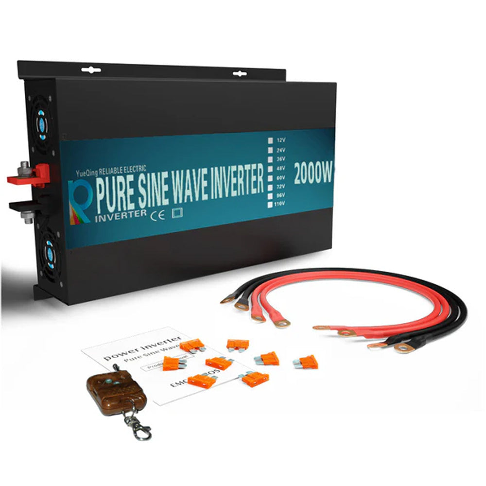 RBP - 2000W Power Inverter 12VDC, 24VDC and 48VDC to 120VAC Pure Sine Wave High Frequency Off Grid Solar Inverter