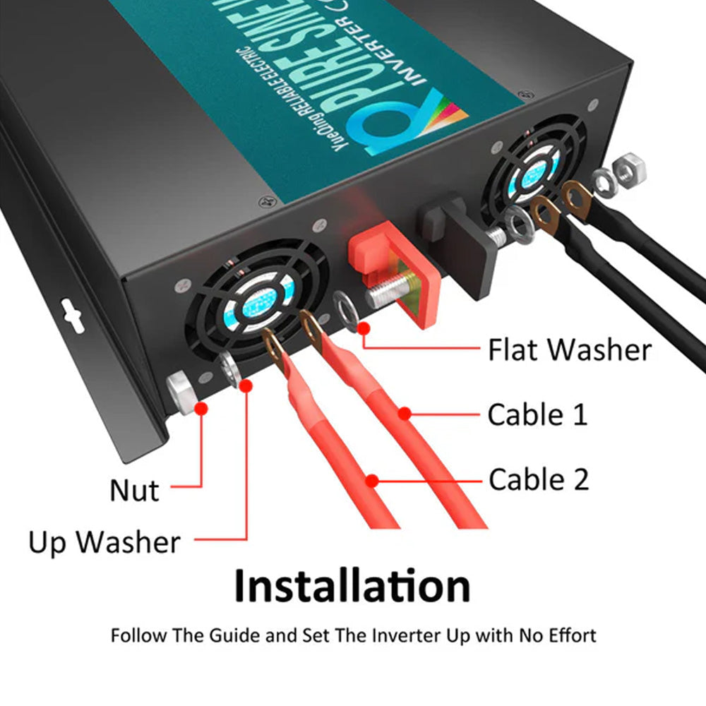 RBP - 3500W Power Inverter 12VDC, 24VDC and 48VDC to 120VAC Pure Sine Wave High Frequency Off Grid Solar Inverter