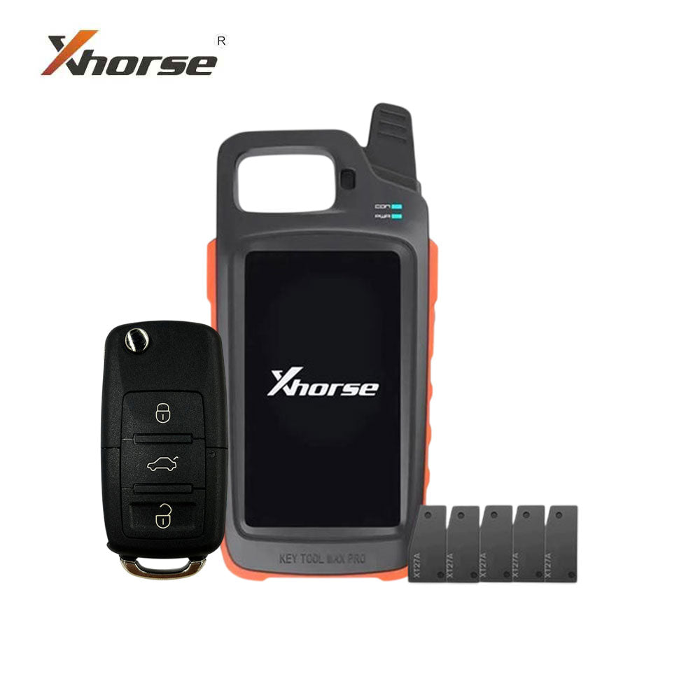 Xhorse VVDI Key Tool MAX PRO with Volkswagen 2nd Generation Remote and 5 PCS Super Chip XT27A Universal Programmable Transponder Chip