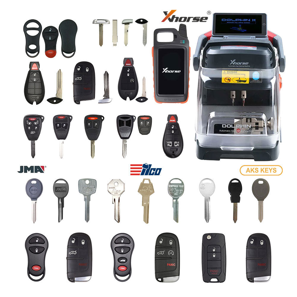 Dodge Starter Pack Bundle with Xhorse XP-005L Key Cutting Machine, Remotes and Lishi Tools