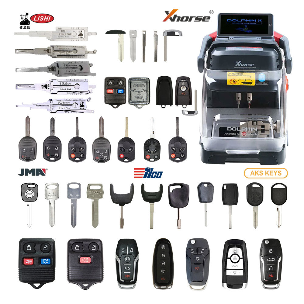 Ford Starter Pack Bundle with Xhorse XP-005L Key Cutting Machine, Remotes and Lishi