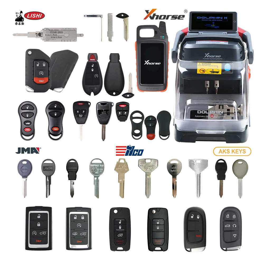 Jeep Starter Pack Bundle with Xhorse XP-005L Key Cutting Machine, Remotes and Lishi Tools