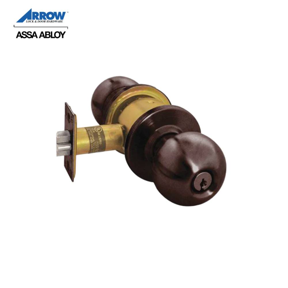 Arrow - RK-11-BD-10B-R60-R70 - RK Series Turn-Pushbutton Entrance Cylindrical Knob Lock - 2 3/8 Backset - Oil-Rubbed Bronze - Grade 2